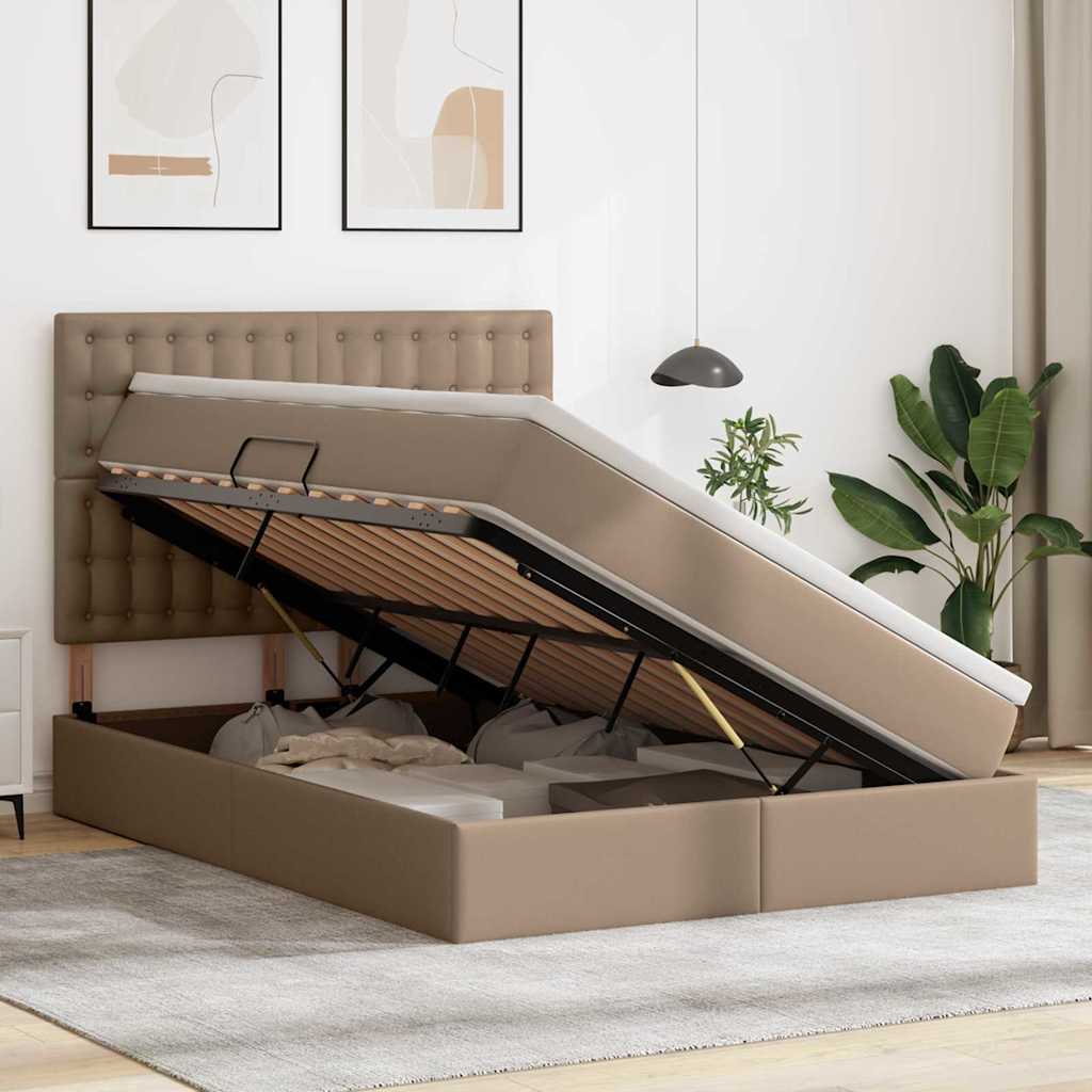 Krevet s prostorom za pohranu s LED-om Kapućino 140 x 190 cm