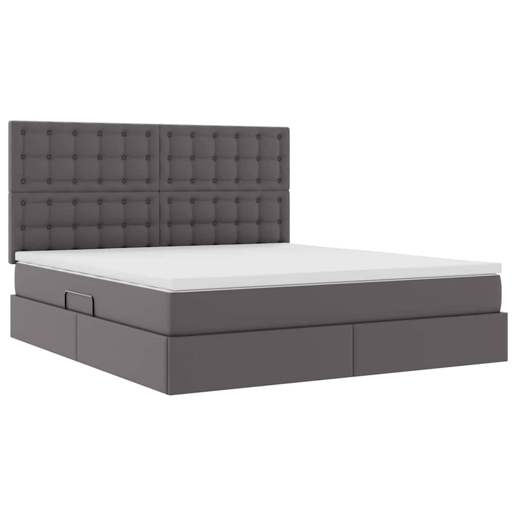 Krevet s prostorom za pohranu s LED-om Siva 160 x 200 cm