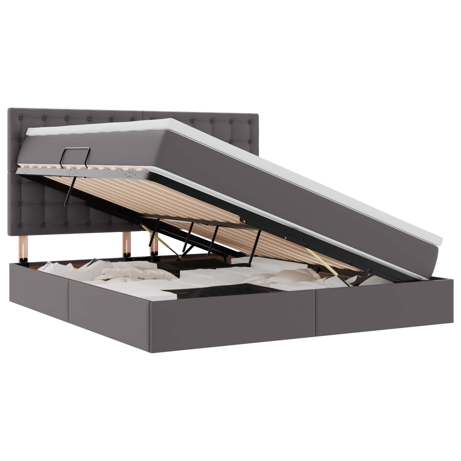 Krevet s prostorom za pohranu s LED-om Siva 180 x 200 cm