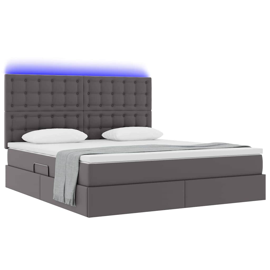 Krevet s prostorom za pohranu s LED-om Siva 180 x 200 cm