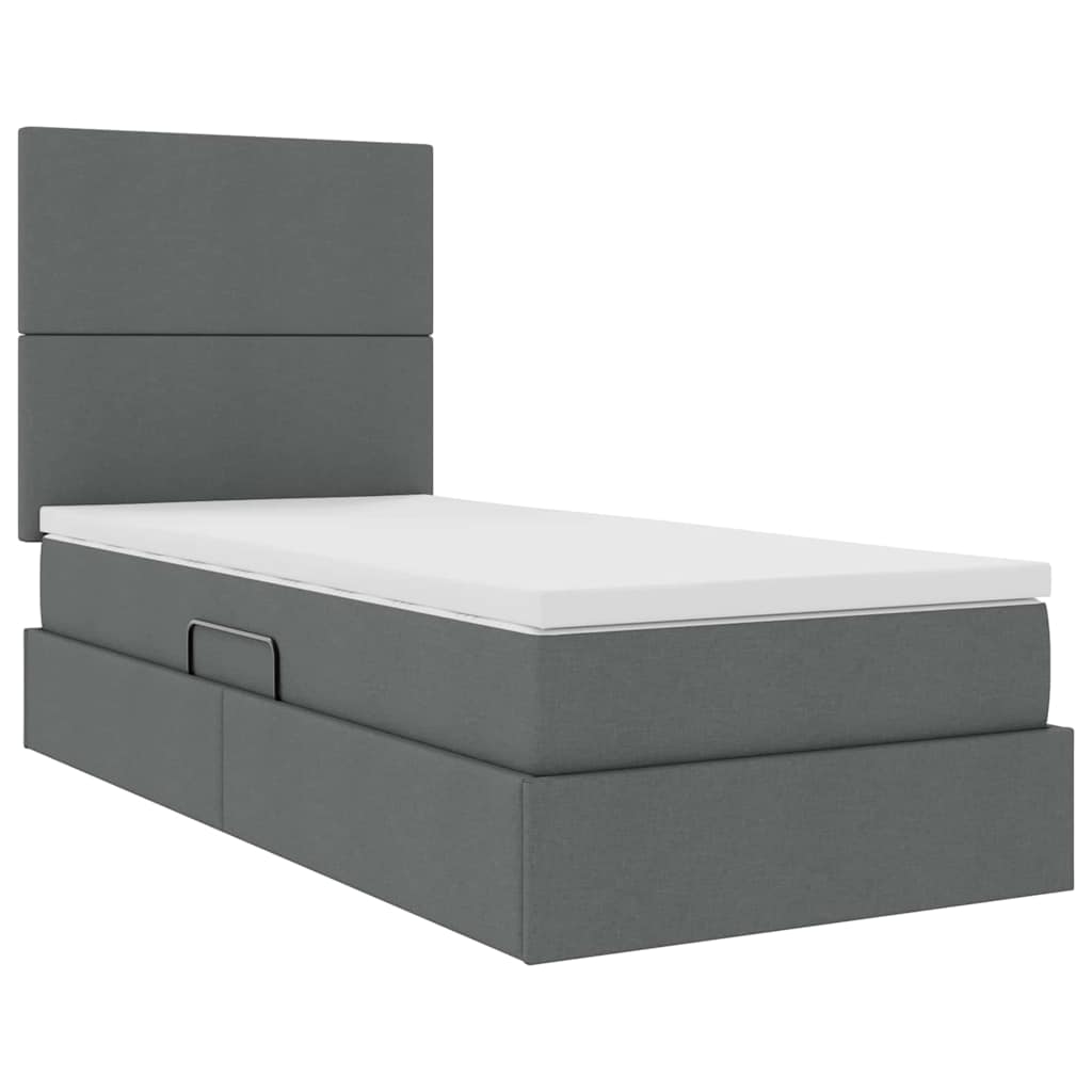 Krevet s prostorom za pohranu s LED-om Tamno siva 90 x 190 cm