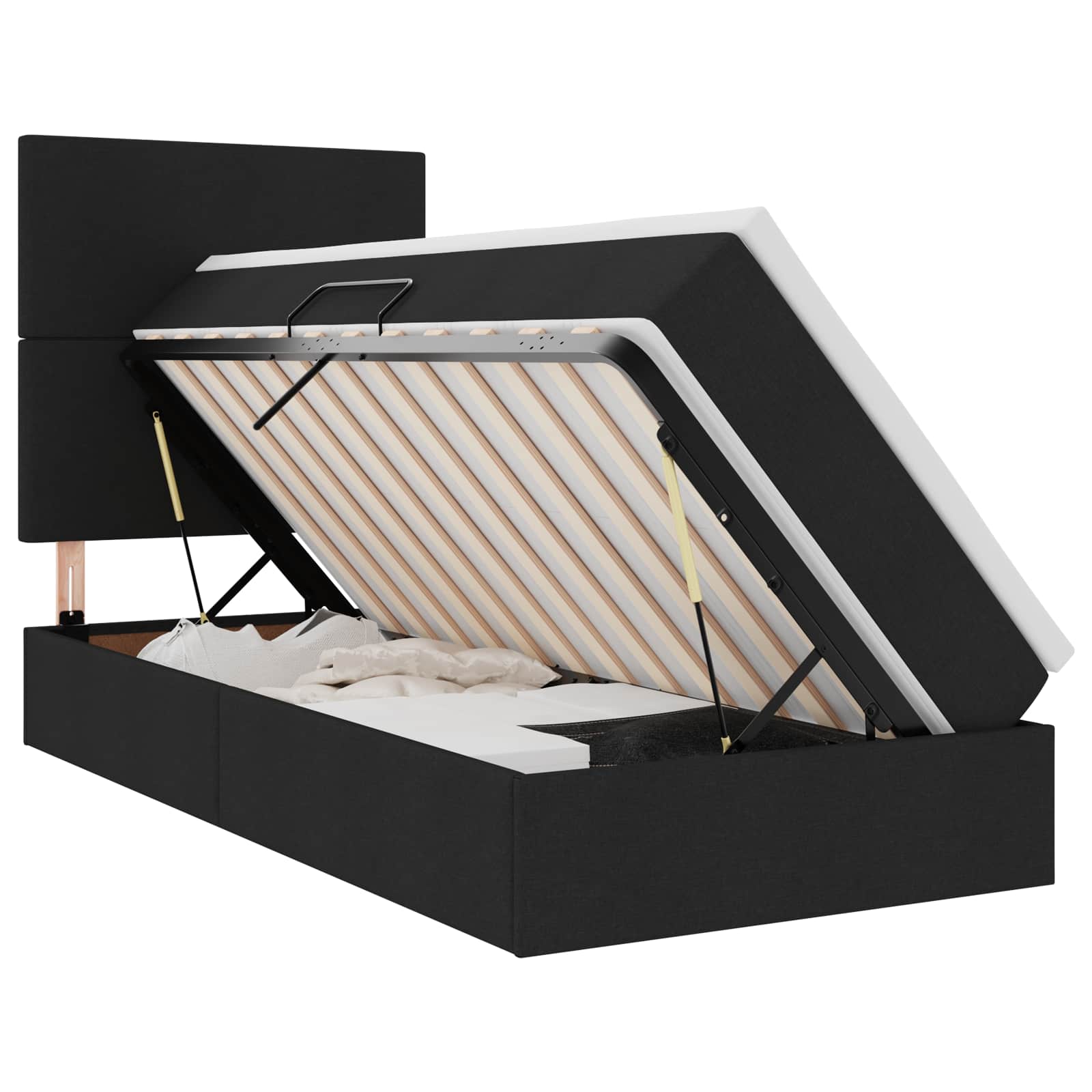Krevet s prostorom za pohranu s LED-om Crna 90 x 200 cm