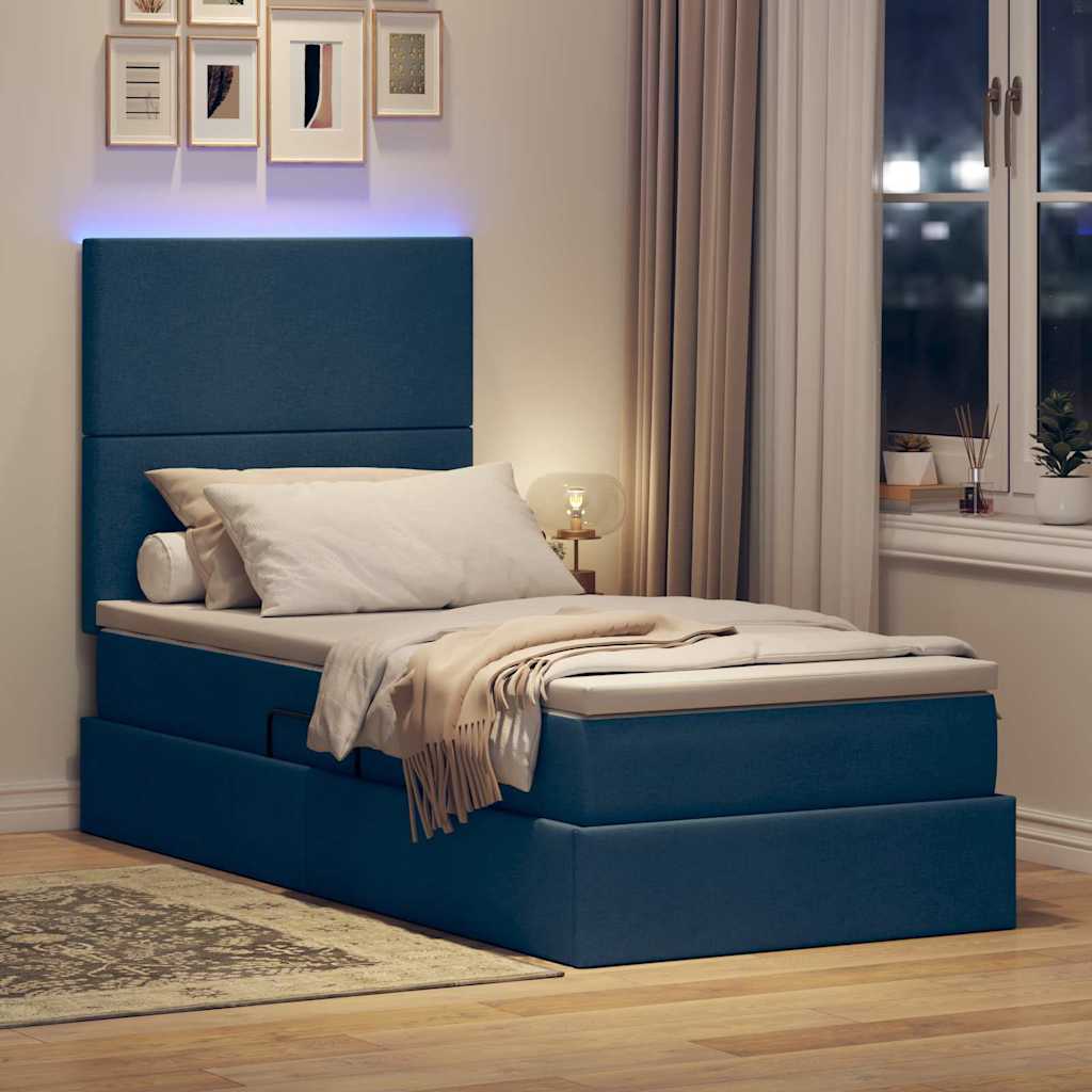 Krevet s prostorom za pohranu s LED-om Plava 100 x 200 cm
