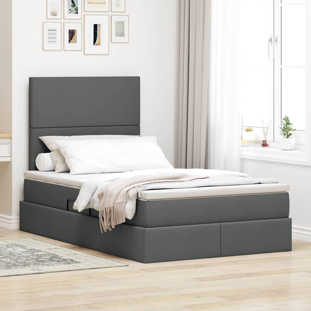 Krevet s prostorom za pohranu s LED-om Tamno siva 120 x 190 cm