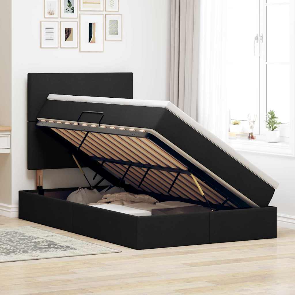 Krevet s prostorom za pohranu s LED-om Crna 120 x 190 cm