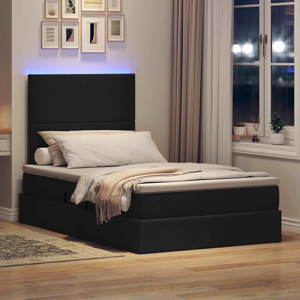 Krevet s prostorom za pohranu s LED-om Crna 120 x 200 cm