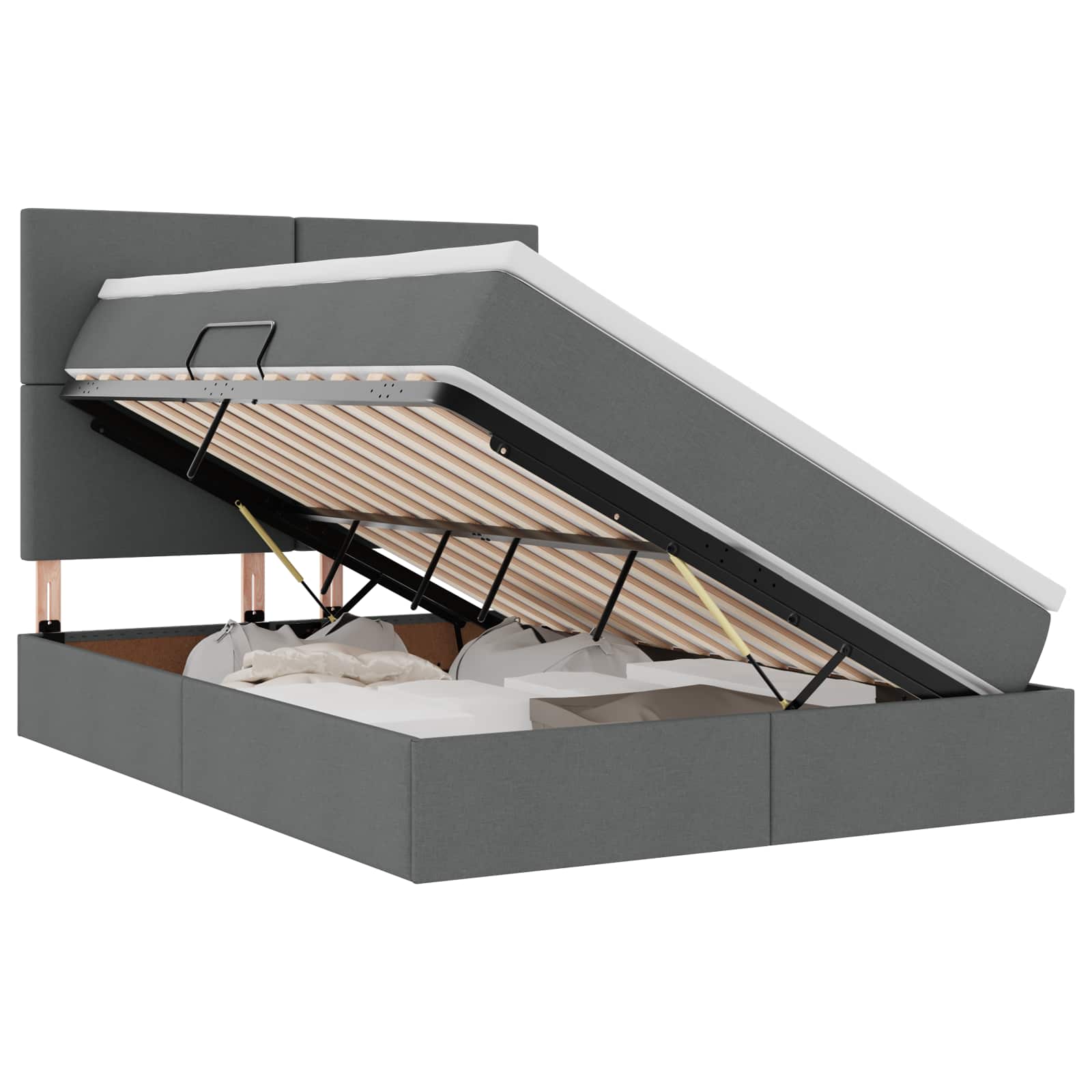 Krevet s prostorom za pohranu s LED-om Tamno siva 140 x 190 cm