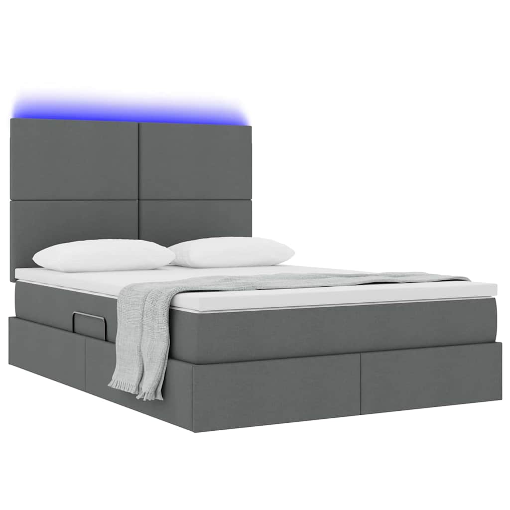 Krevet s prostorom za pohranu s LED-om Tamno siva 140 x 190 cm