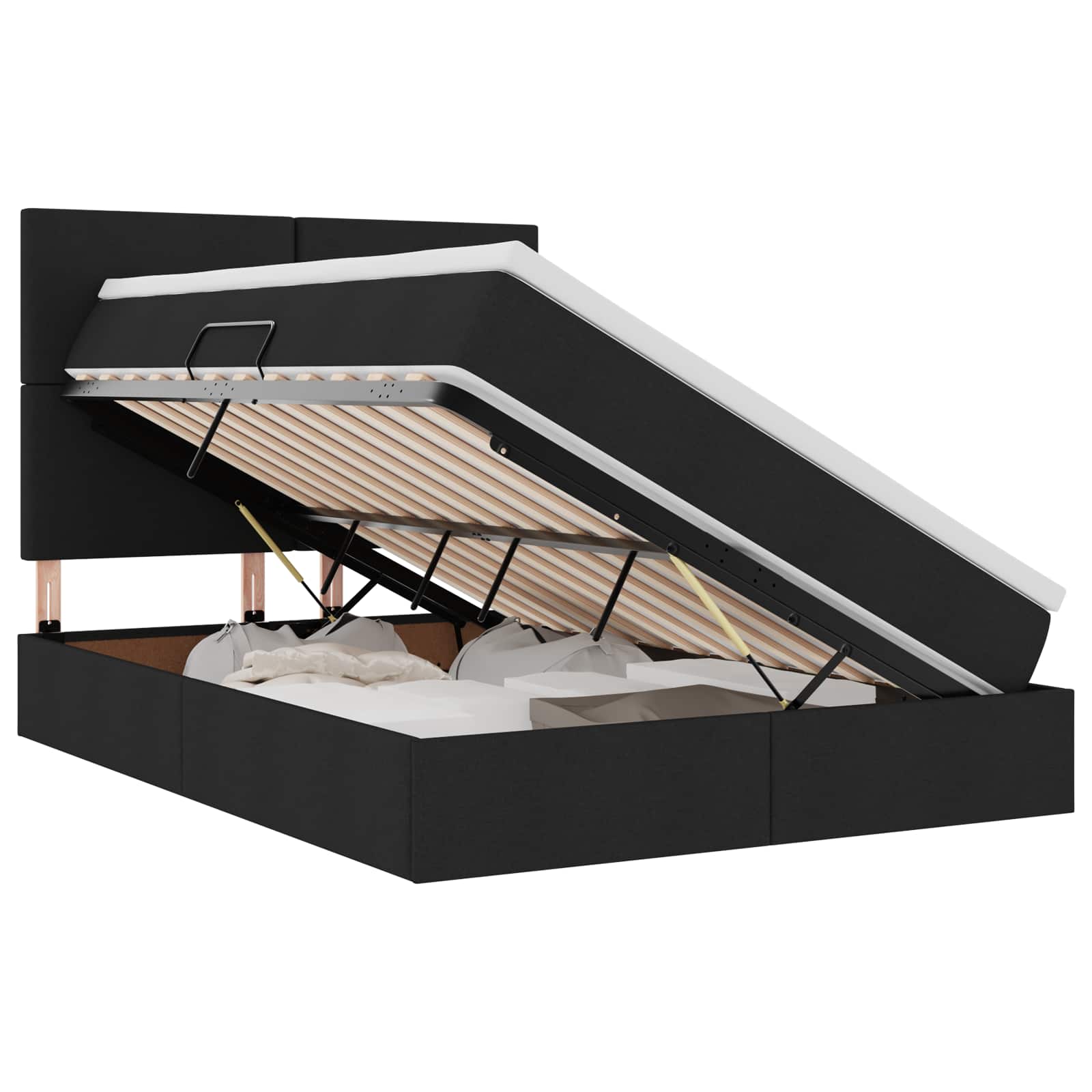 Krevet s prostorom za pohranu s LED-om Crna 140 x 190 cm