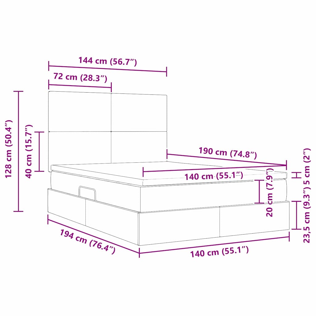 Krevet s prostorom za pohranu s LED-om Plava 140 x 190 cm