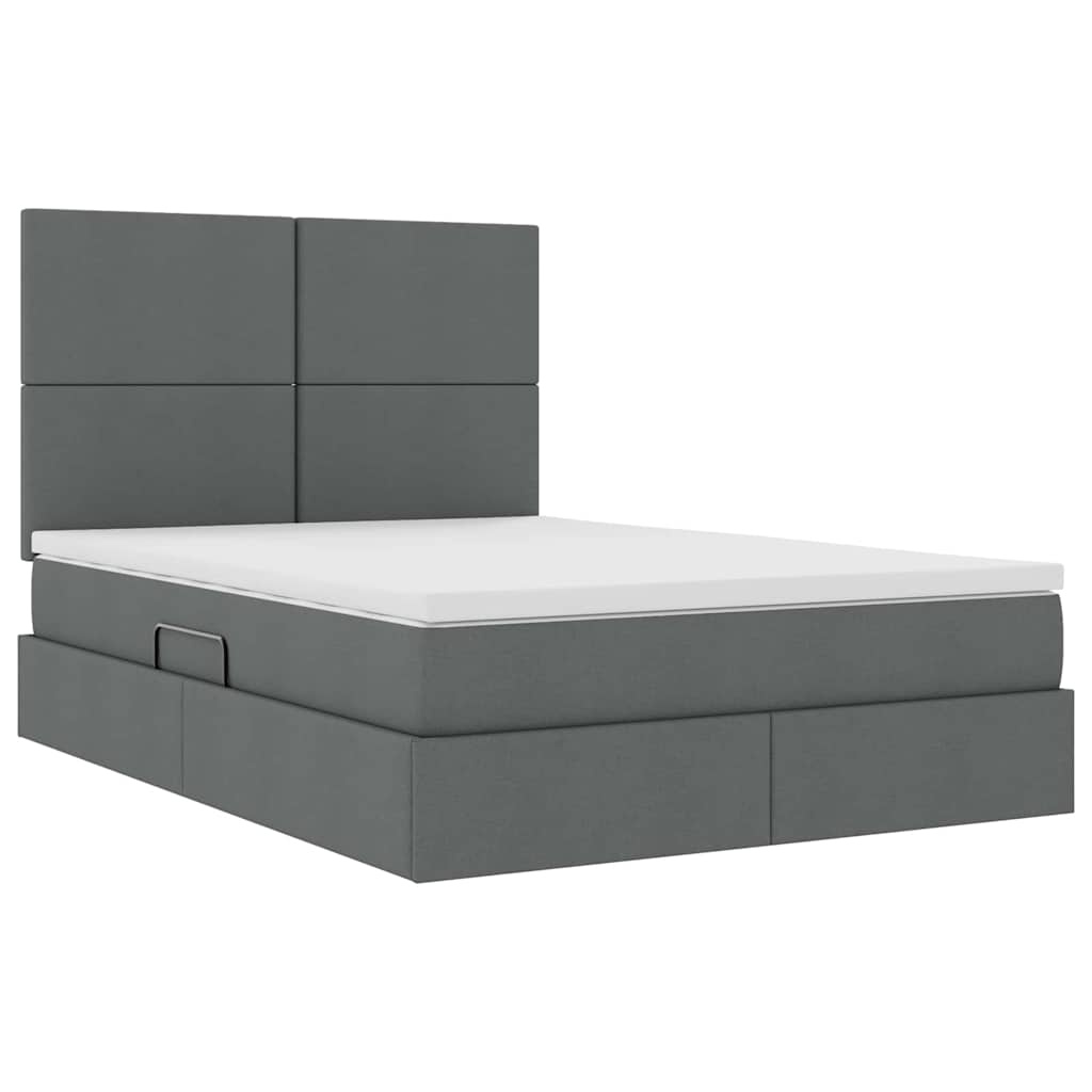 Krevet s prostorom za pohranu s LED-om Tamno siva 140 x 200 cm