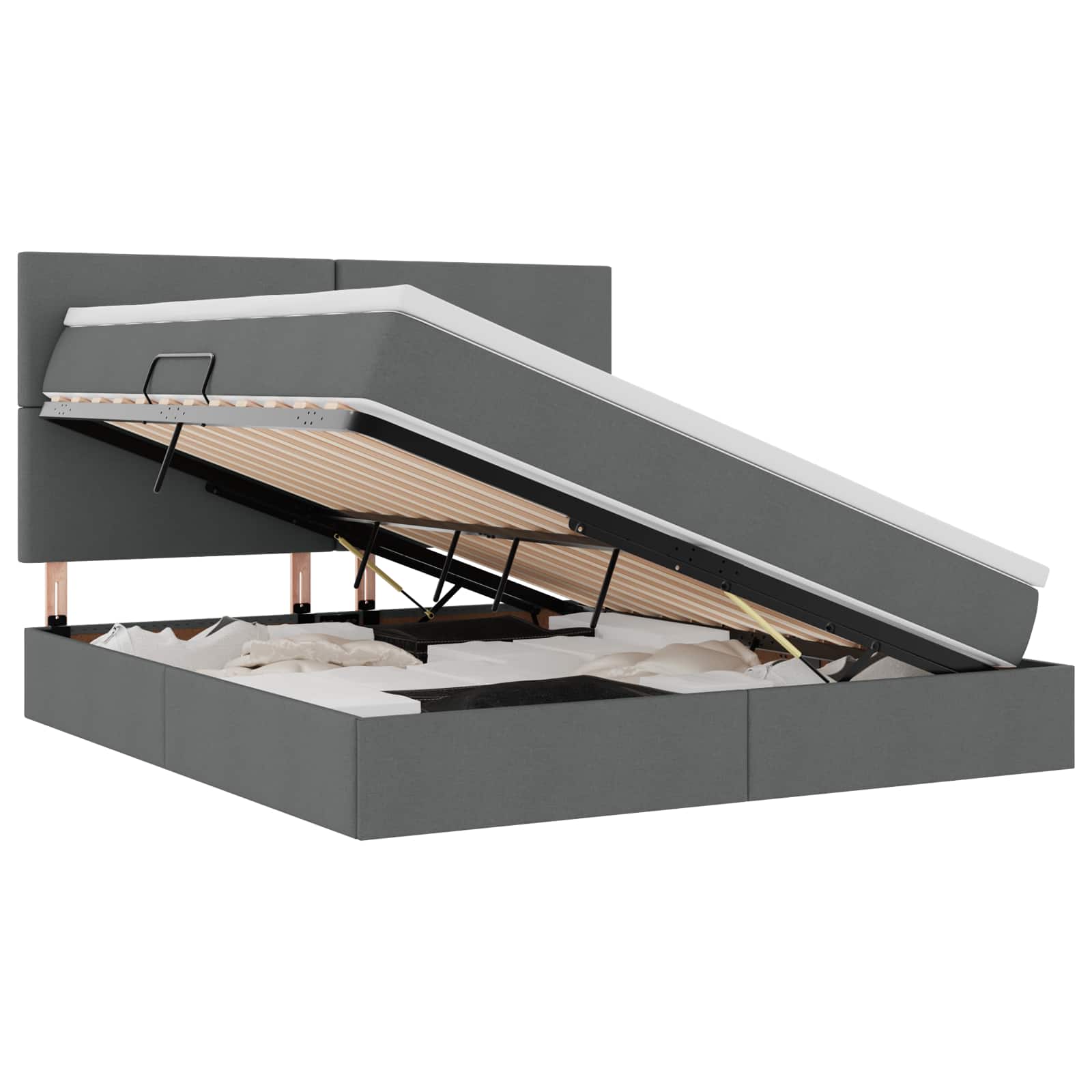 Krevet s prostorom za pohranu s LED-om Tamno siva 160 x 200 cm