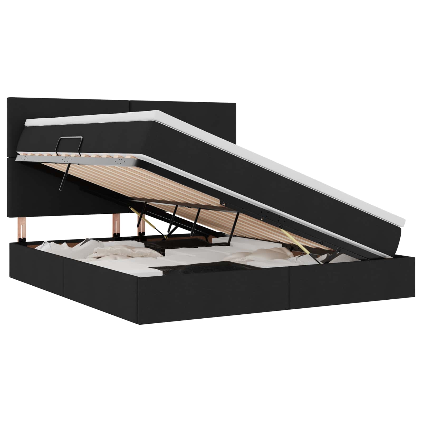 Krevet s prostorom za pohranu s LED-om Crna 160 x 200 cm