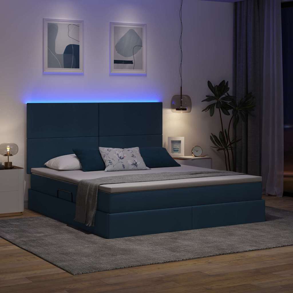 Krevet s prostorom za pohranu s LED-om Plava 160 x 200 cm