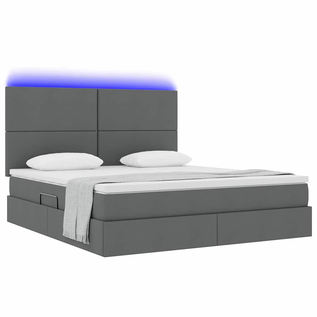 Krevet s prostorom za pohranu s LED-om Tamno siva 180 x 200 cm