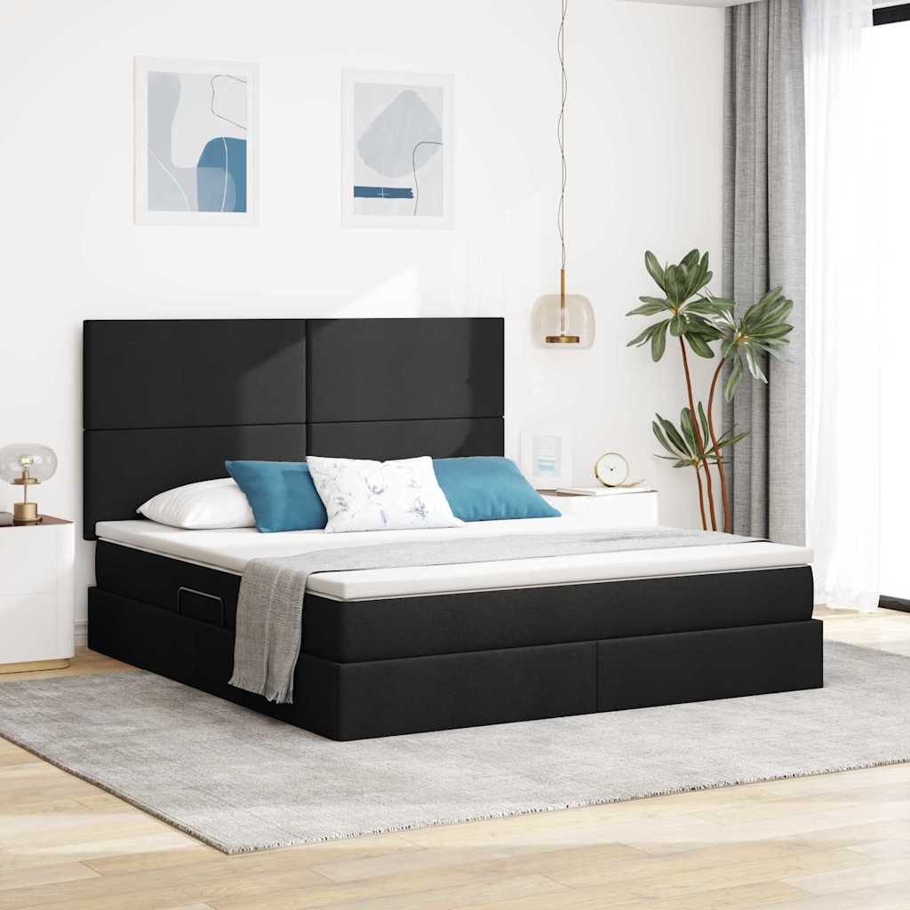 Krevet s prostorom za pohranu s LED-om Crna 180 x 200 cm