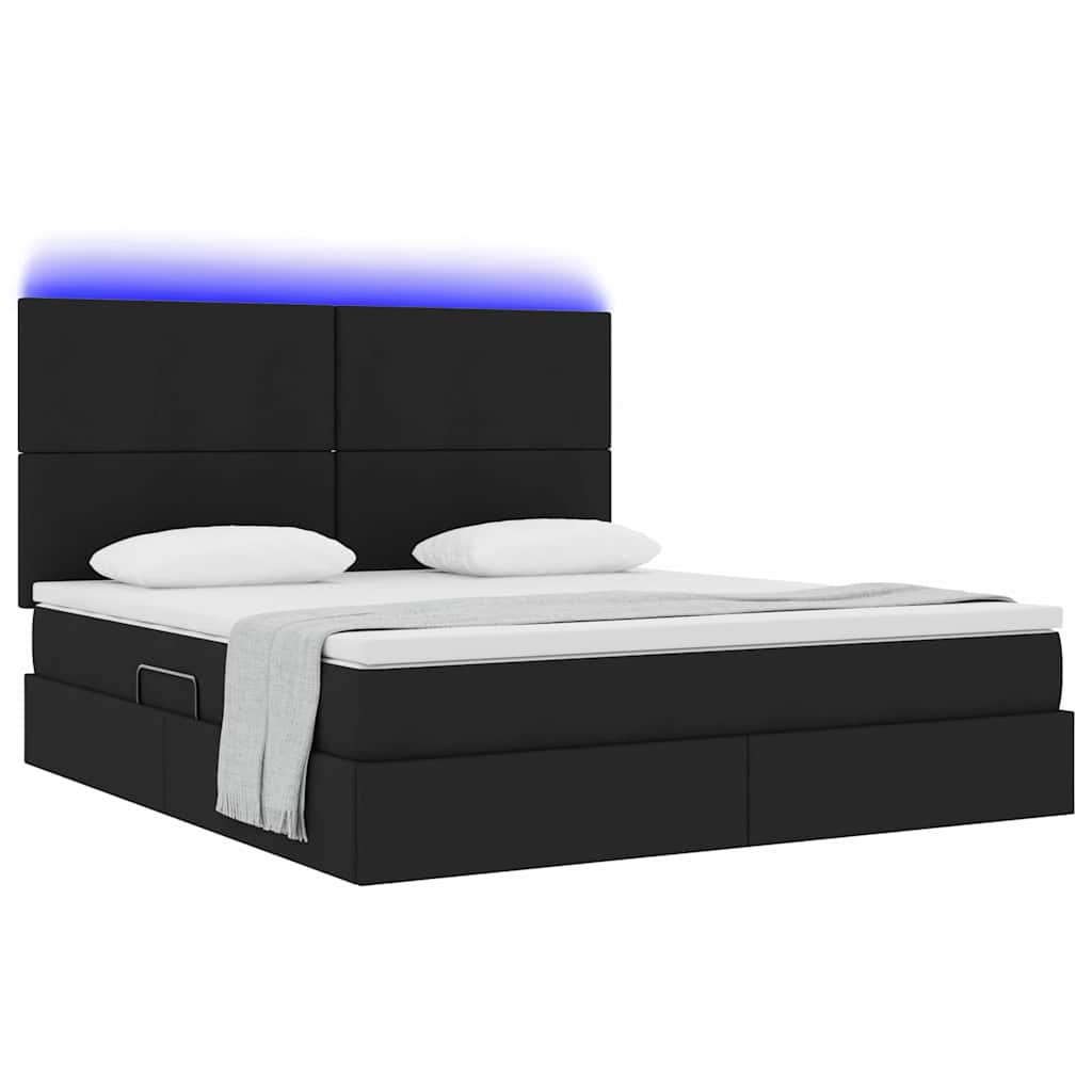 Krevet s prostorom za pohranu s LED-om Crna 180 x 200 cm