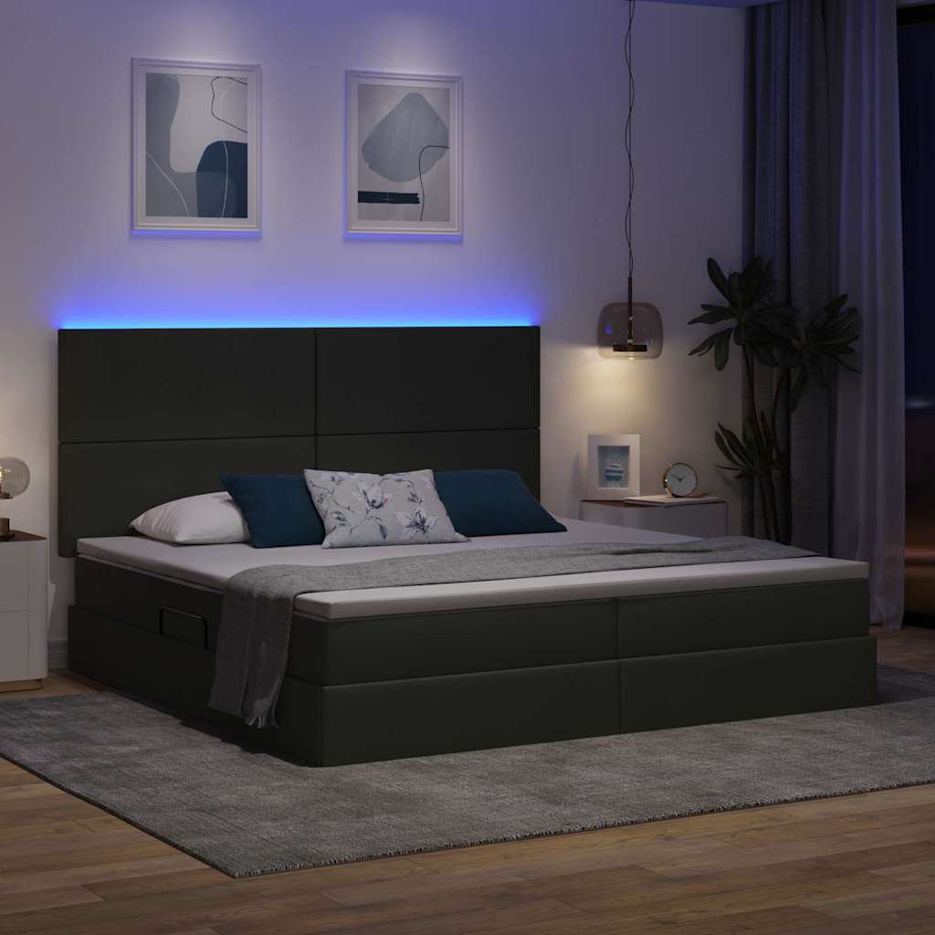 Krevet s prostorom za pohranu s LED-om Tamno siva 200 x 200 cm