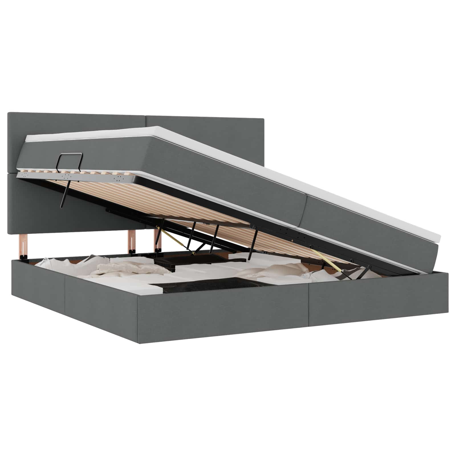 Krevet s prostorom za pohranu s LED-om Tamno siva 200 x 200 cm