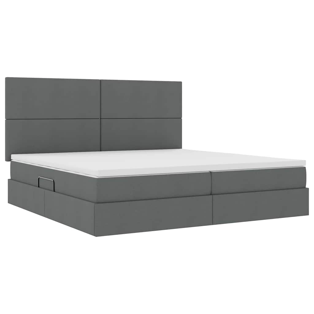 Krevet s prostorom za pohranu s LED-om Tamno siva 200 x 200 cm