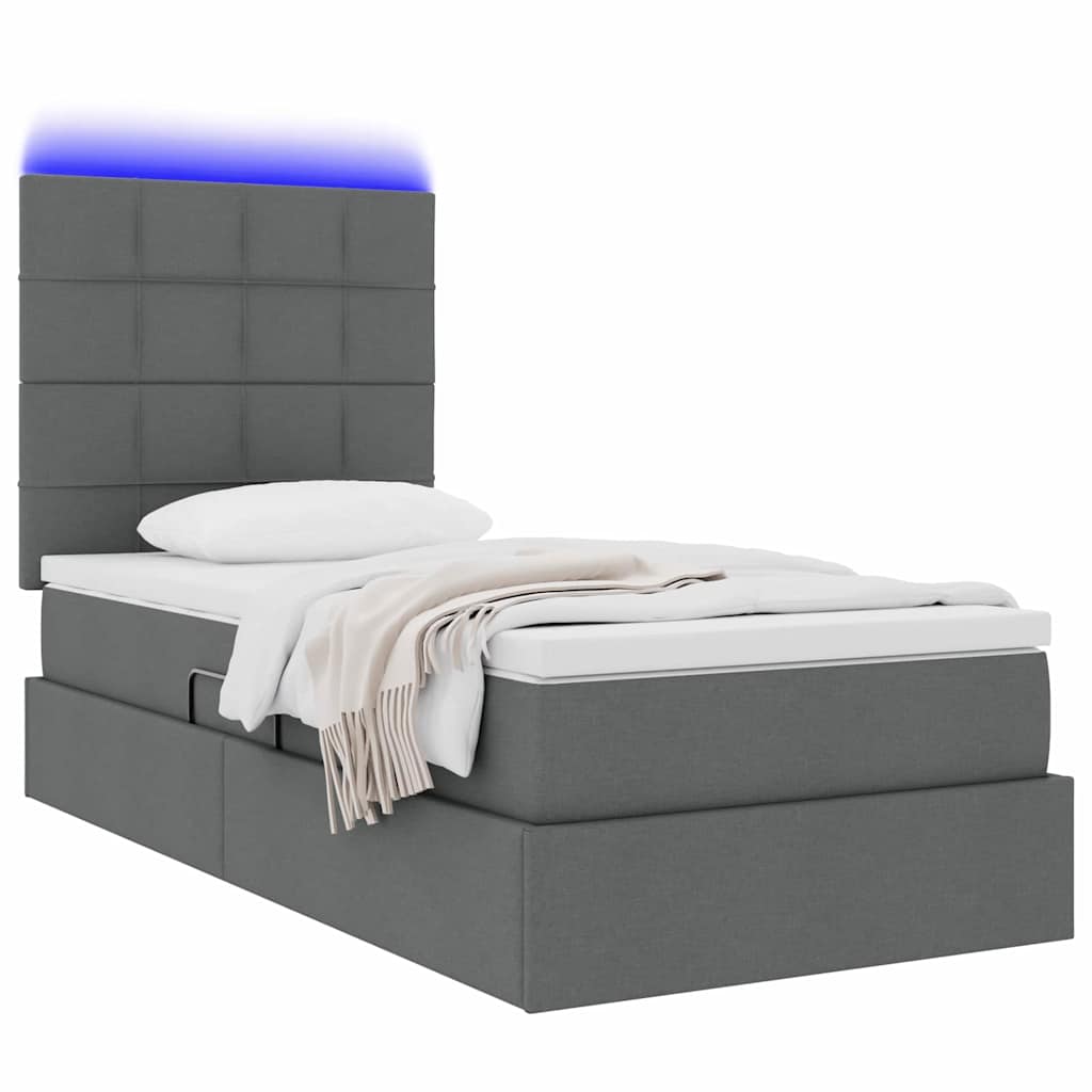 Krevet s prostorom za pohranu s LED-om Tamno siva 90 x 190 cm