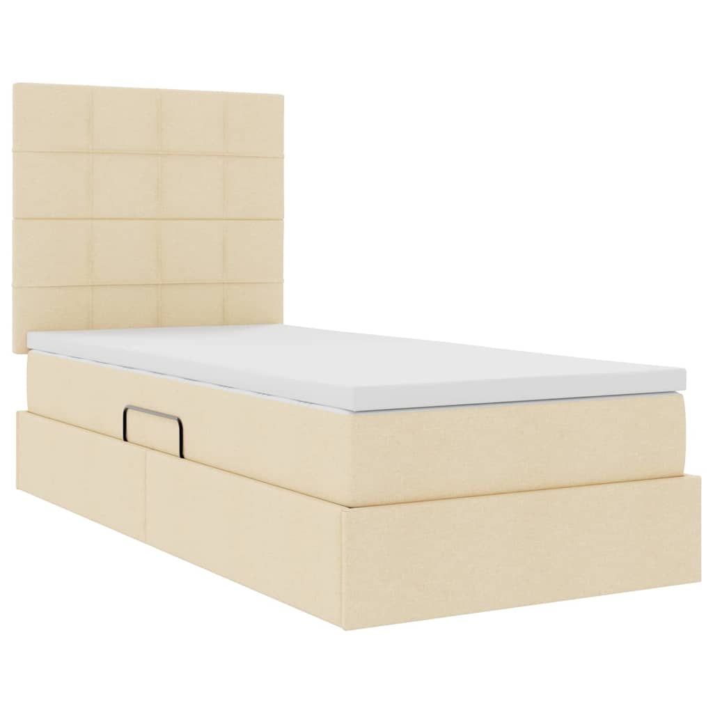 Krevet s prostorom za pohranu s LED-om Krema 90 x 190 cm