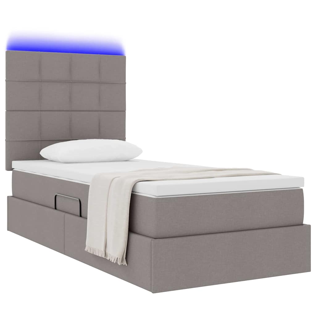 Krevet s prostorom za pohranu s LED-om Sivo-smeđa 100 x 200 cm