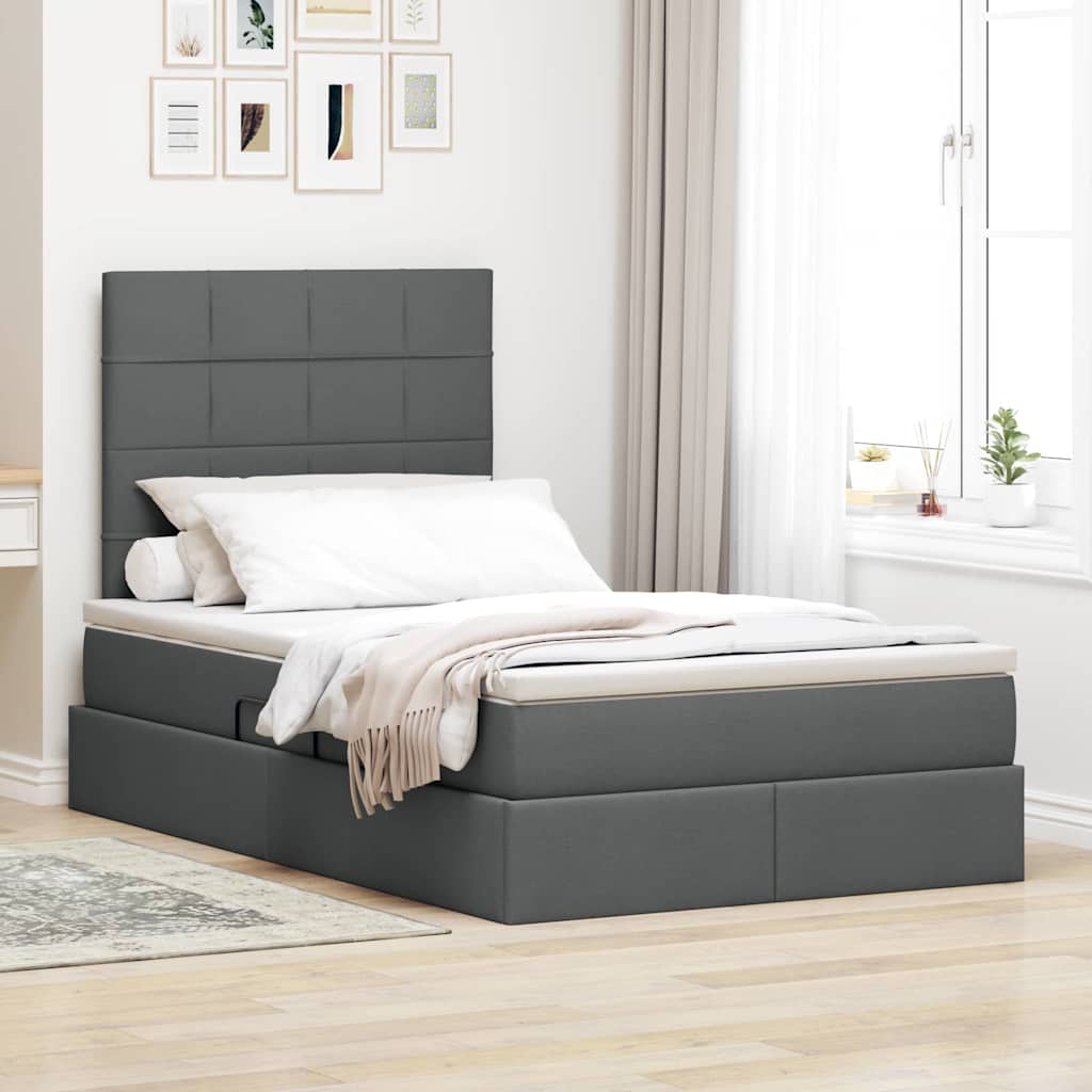 Krevet s prostorom za pohranu s LED-om Tamno siva 120 x 190 cm