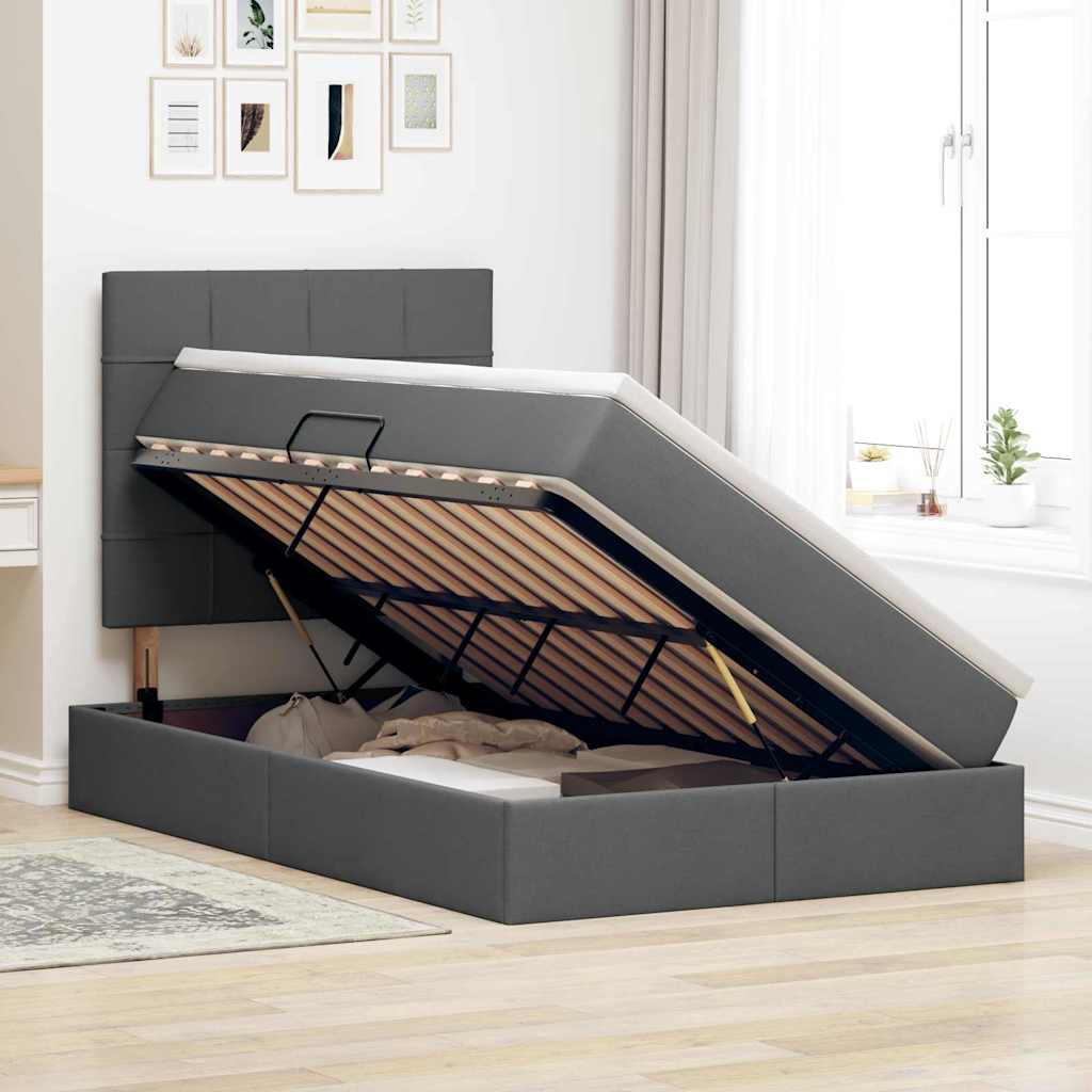 Krevet s prostorom za pohranu s LED-om Tamno siva 120 x 190 cm