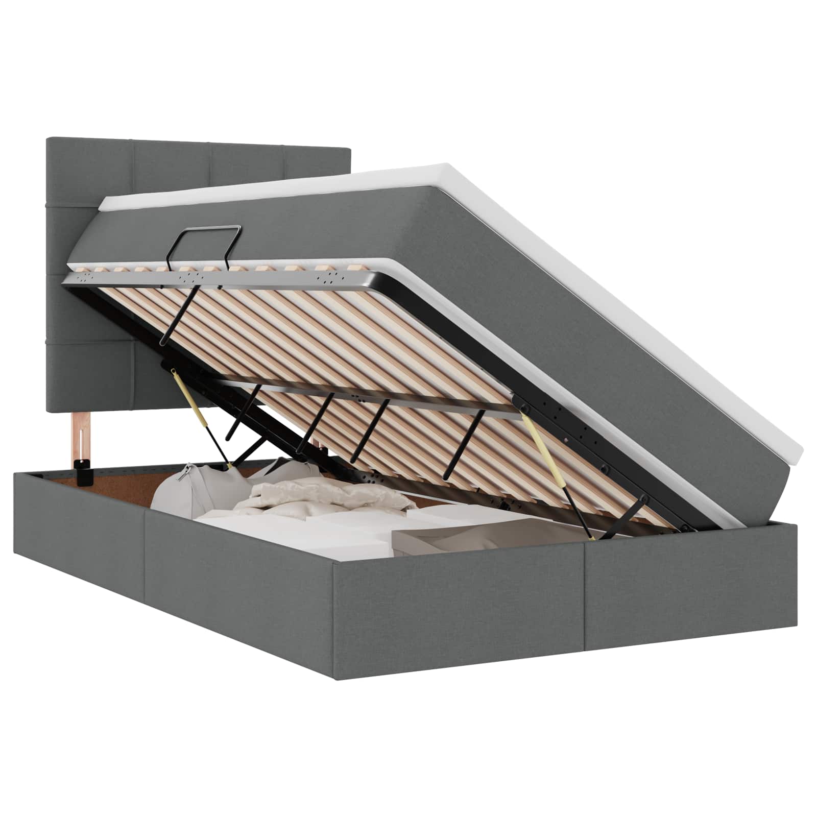Krevet s prostorom za pohranu s LED-om Tamno siva 120 x 190 cm
