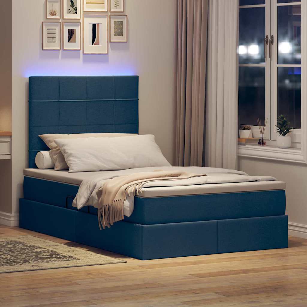 Krevet s prostorom za pohranu s LED-om Plava 120 x 190 cm