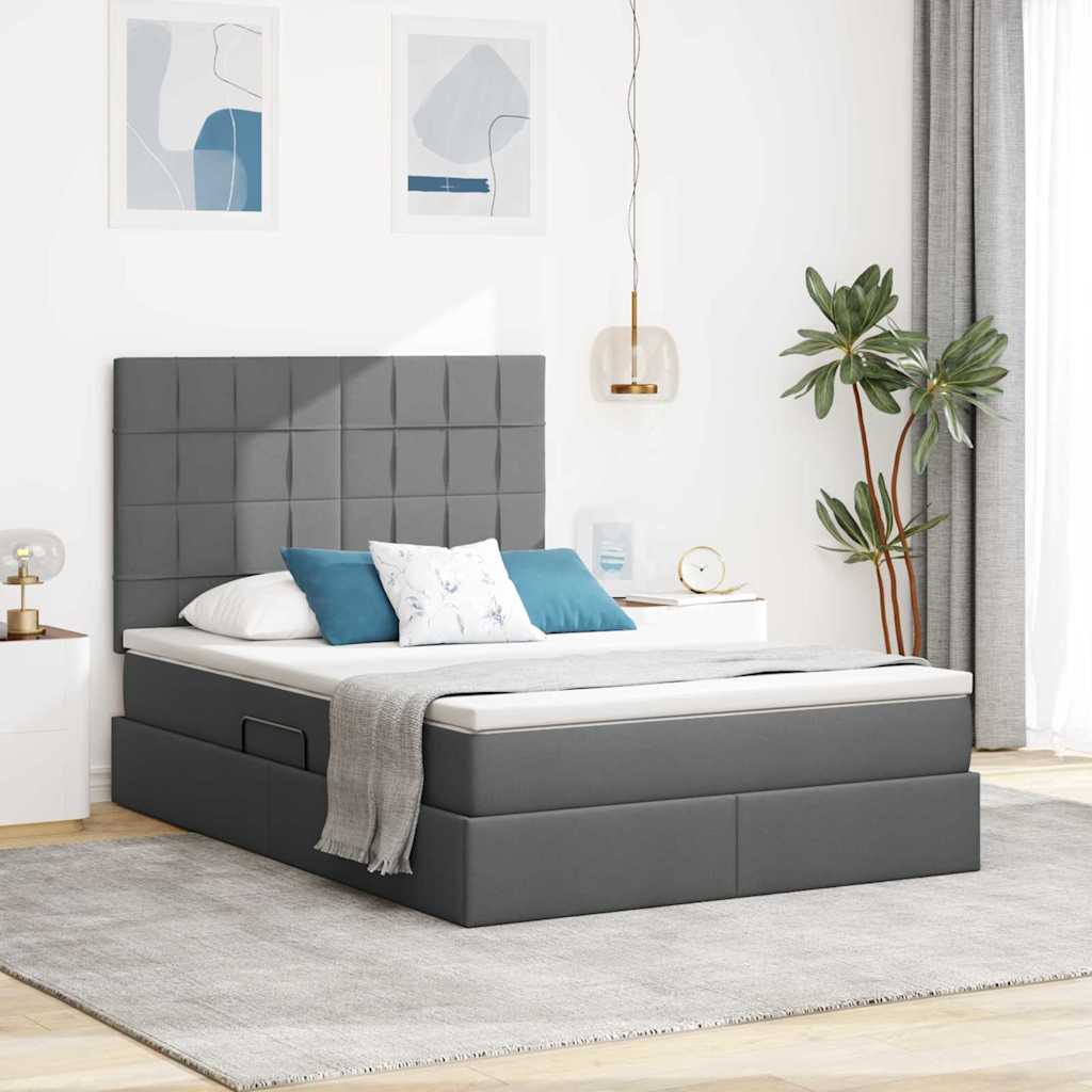 Krevet s prostorom za pohranu s LED-om Tamno siva 140 x 200 cm