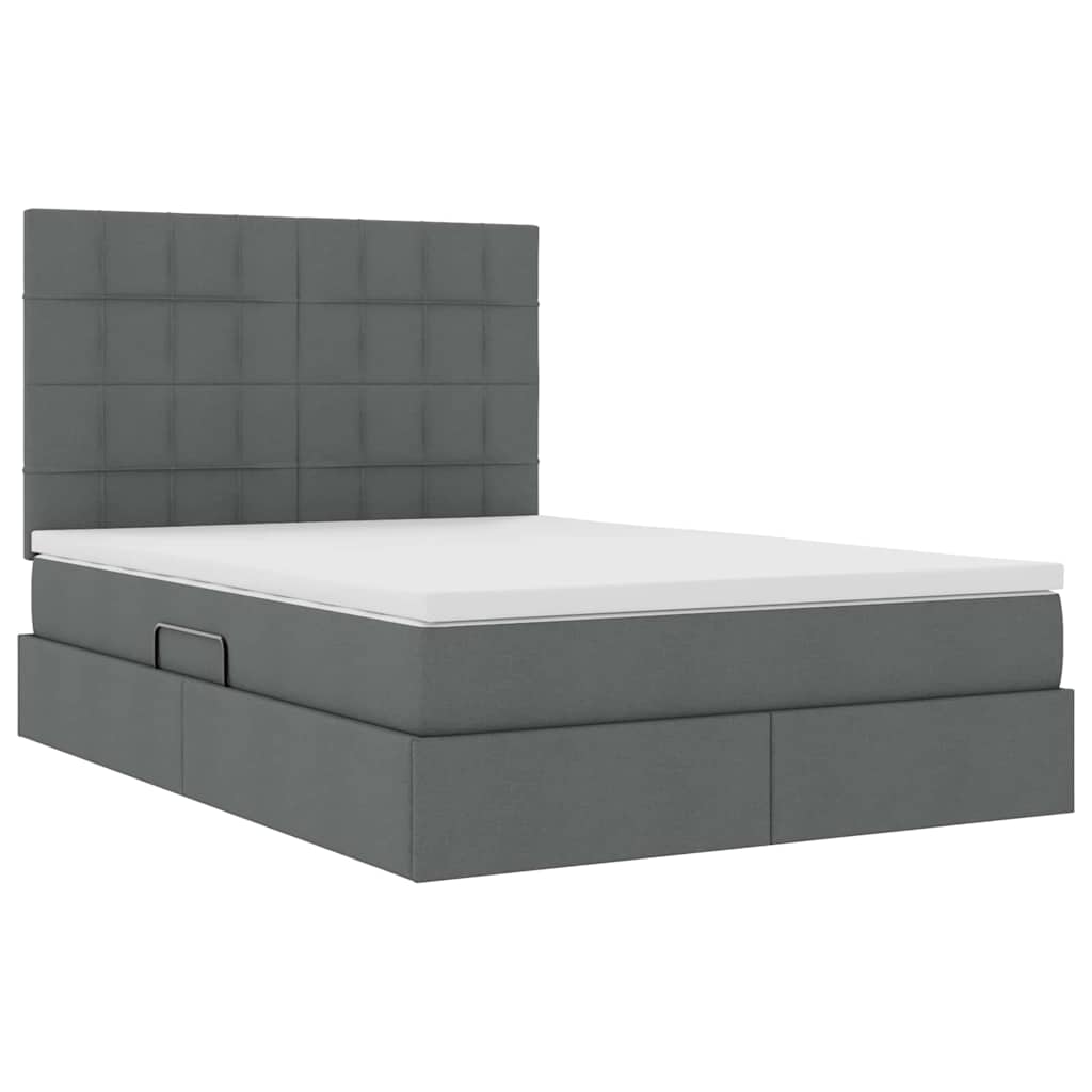 Krevet s prostorom za pohranu s LED-om Tamno siva 140 x 200 cm