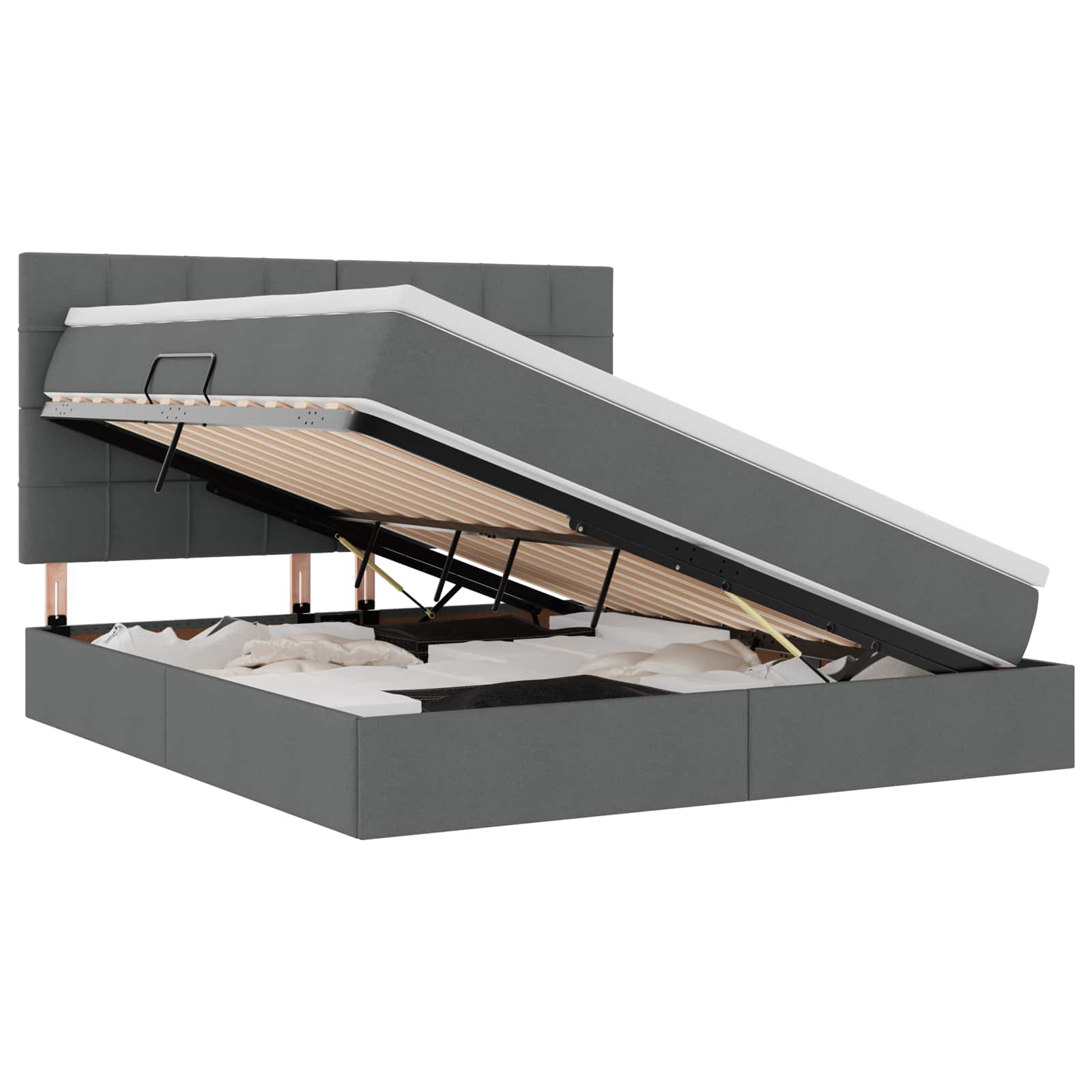 Krevet s prostorom za pohranu s LED-om Tamno siva 160 x 200 cm