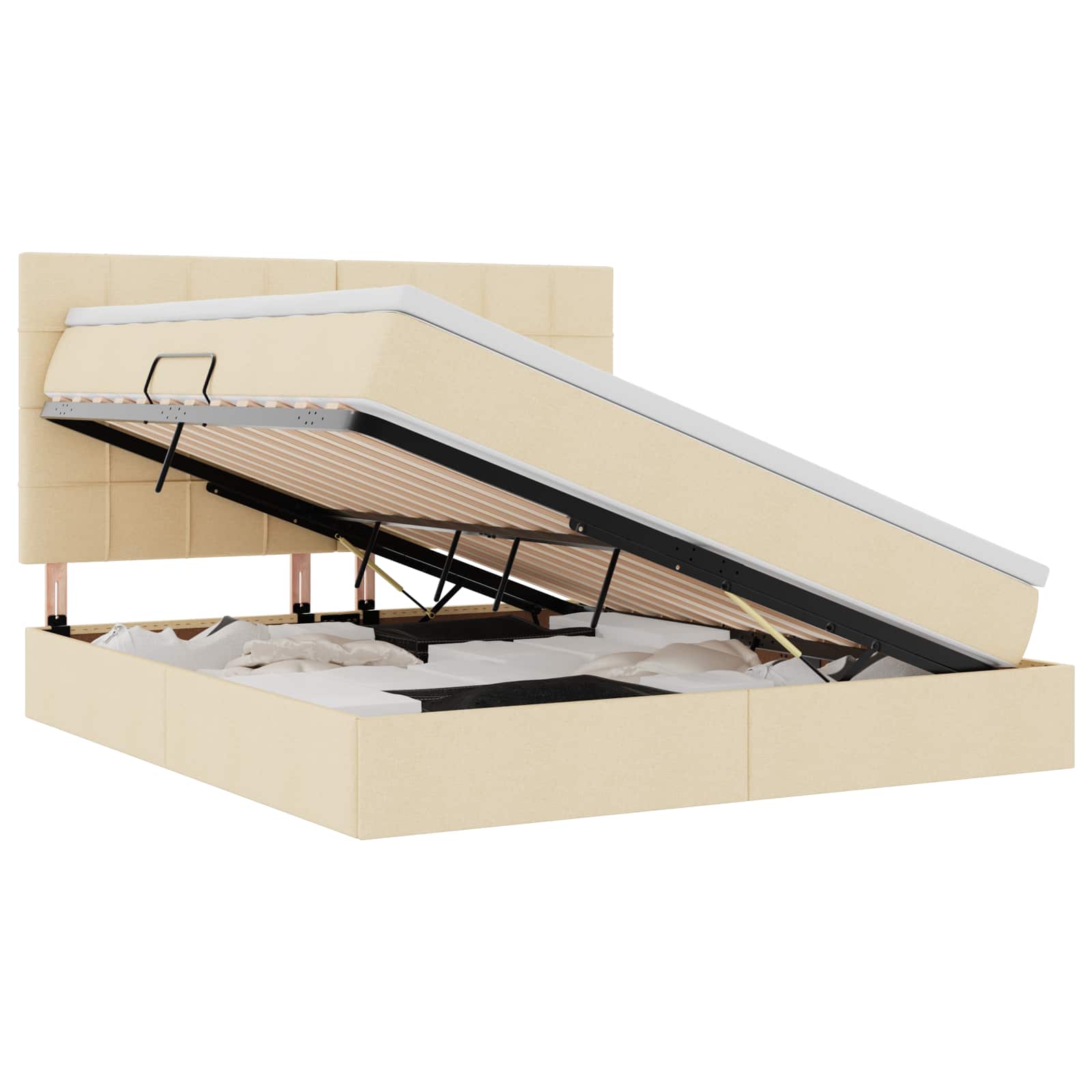 Krevet s prostorom za pohranu s LED-om Krema 180 x 200 cm
