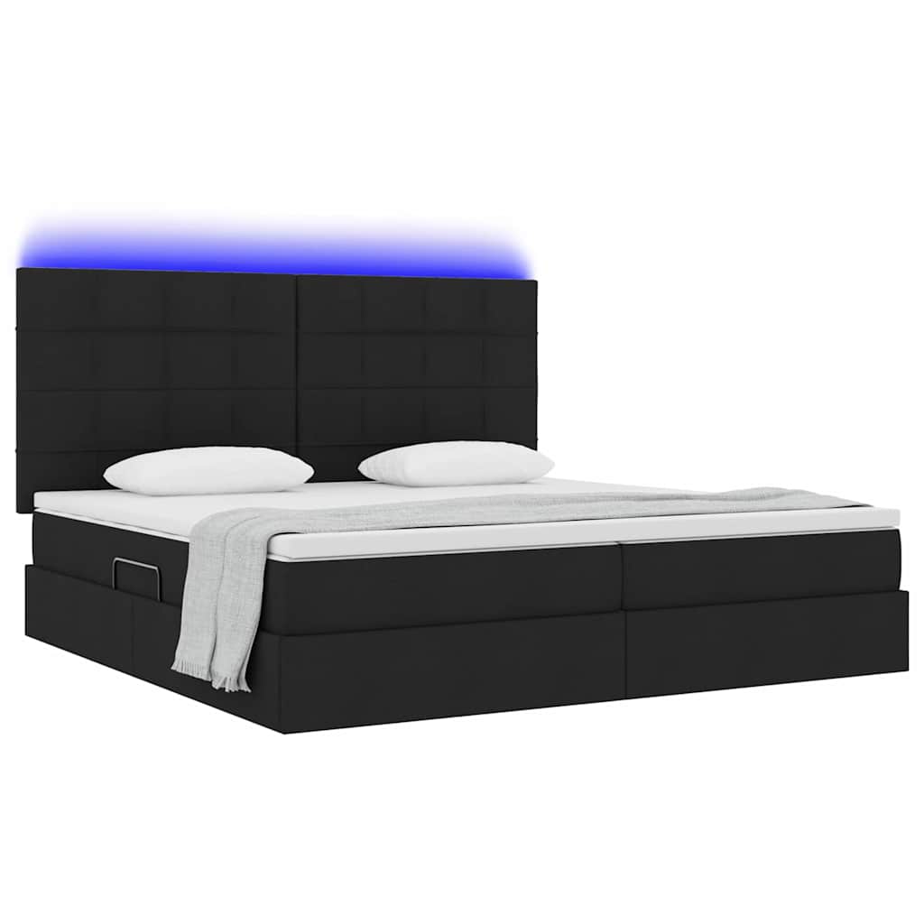 Krevet s prostorom za pohranu s LED-om Crna 200 x 200 cm