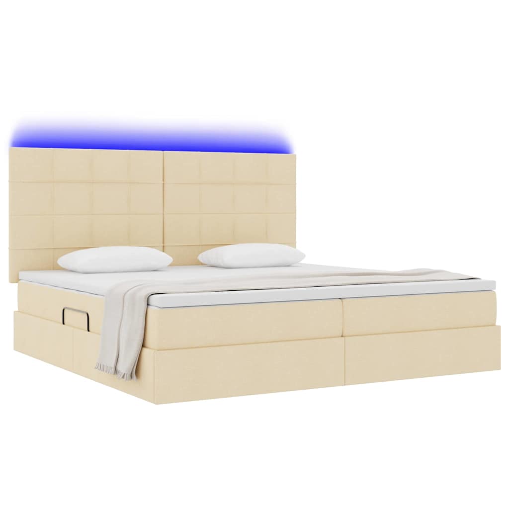 Krevet s prostorom za pohranu s LED-om Krema 200 x 200 cm