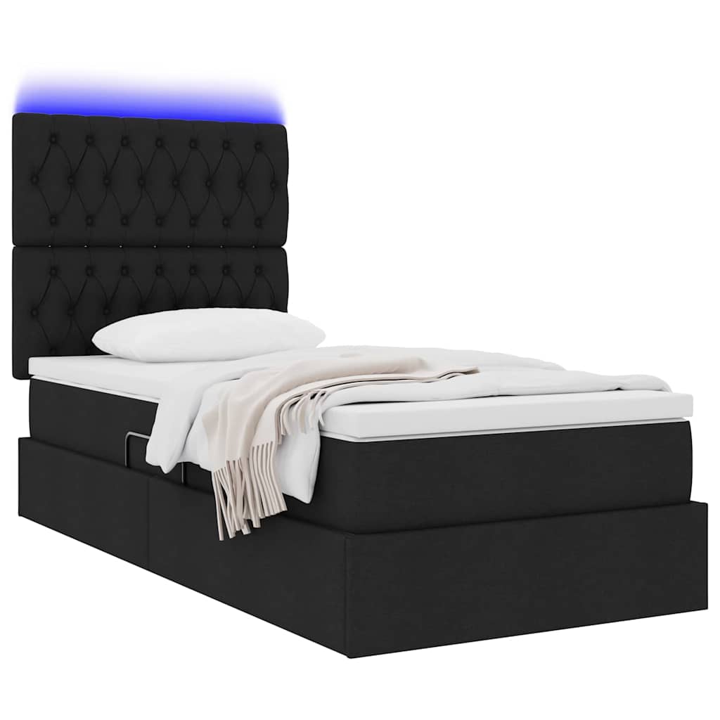 Krevet s prostorom za pohranu s LED-om Crna 90 x 190 cm