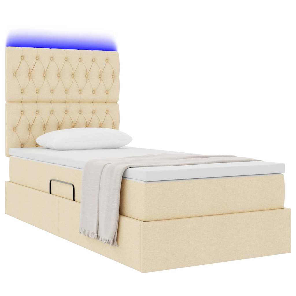 Krevet s prostorom za pohranu s LED-om Krema 90 x 190 cm