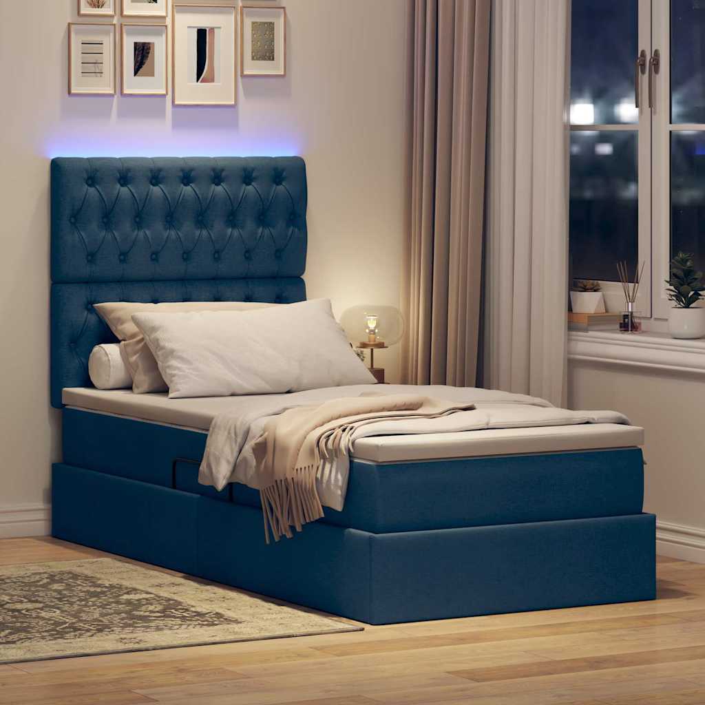Krevet s prostorom za pohranu s LED-om Plava 90 x 190 cm