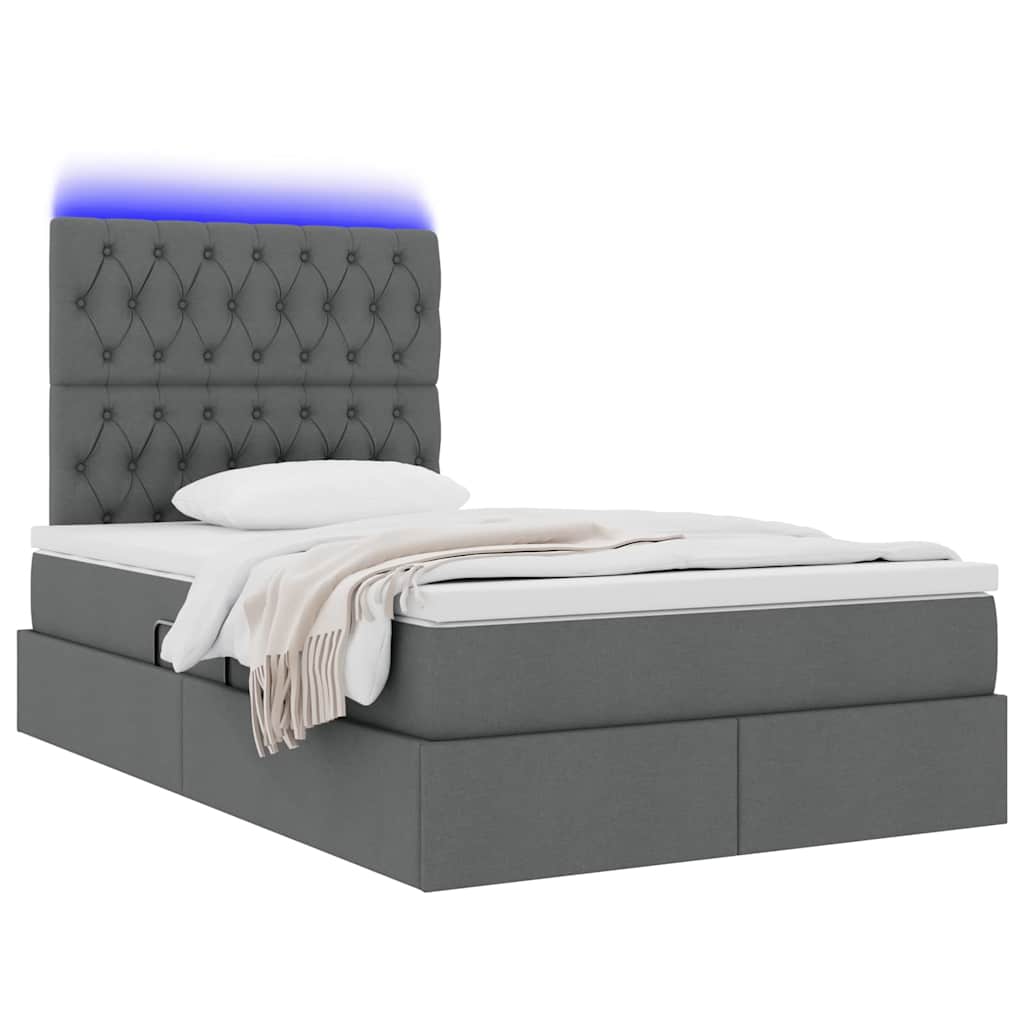 Krevet s prostorom za pohranu s LED-om Tamno siva 120 x 190 cm