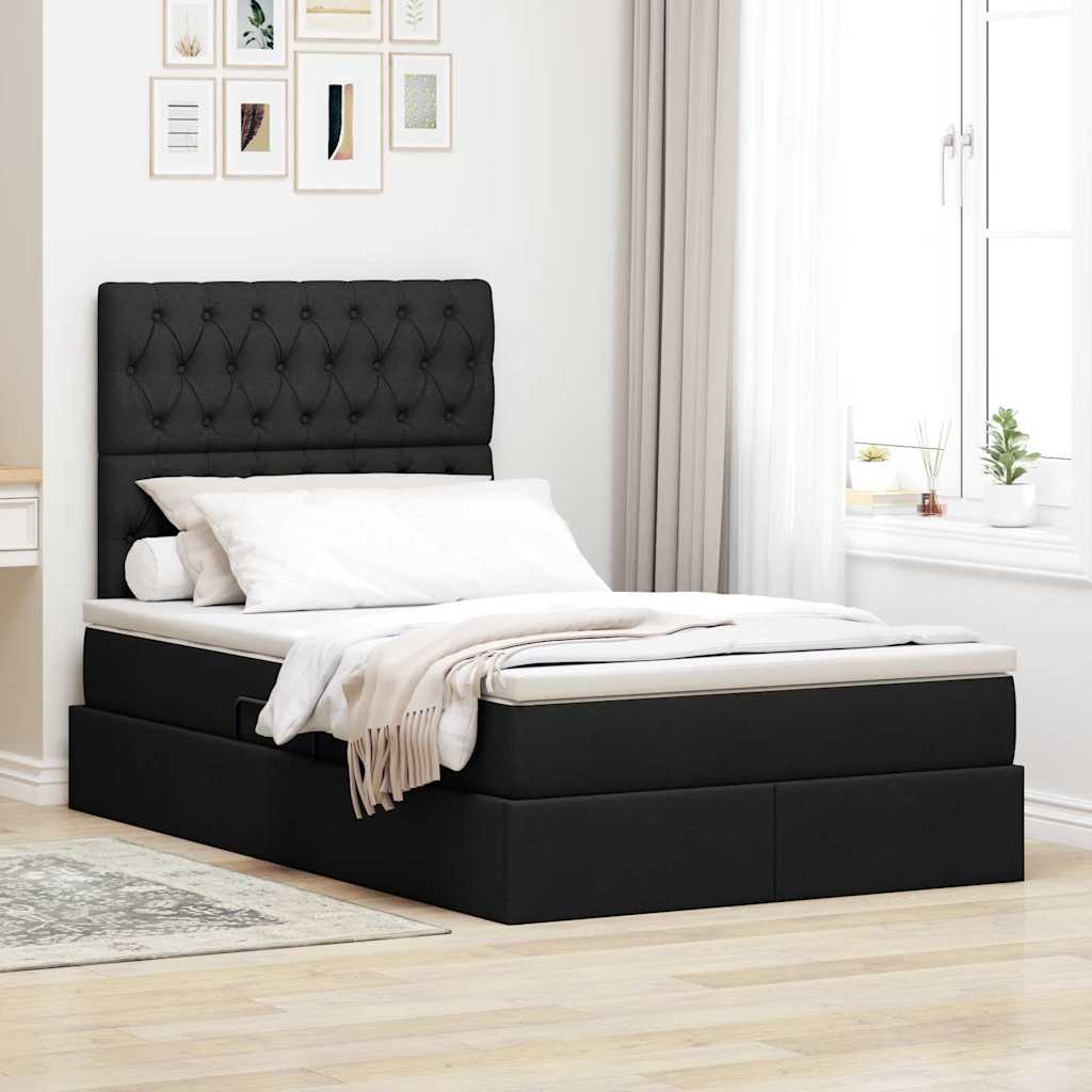 Krevet s prostorom za pohranu s LED-om Crna 120 x 190 cm