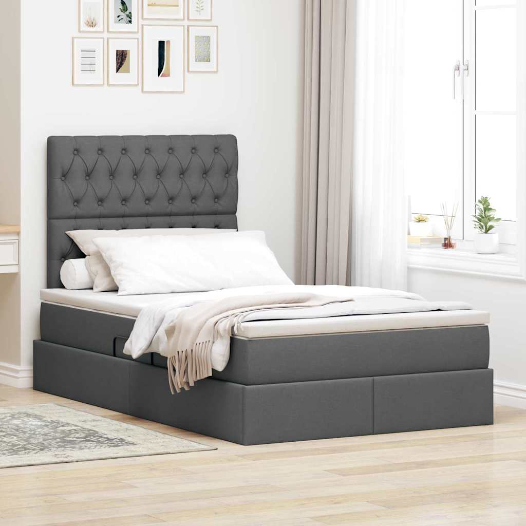 Krevet s prostorom za pohranu s LED-om Tamno siva 120 x 200 cm