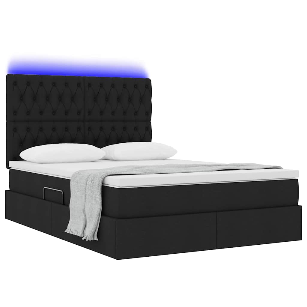 Krevet s prostorom za pohranu s LED-om Crna 140 x 190 cm