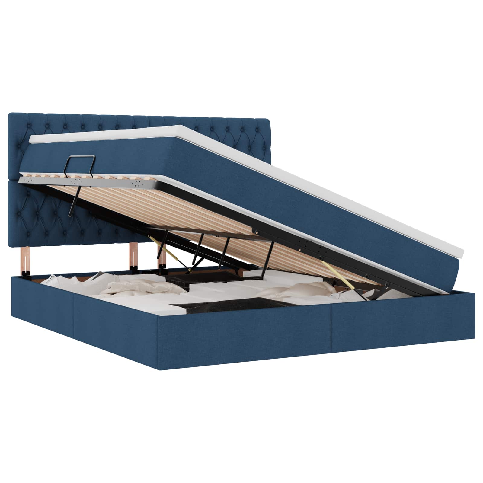 Krevet s prostorom za pohranu s LED-om Plava 160 x 200 cm