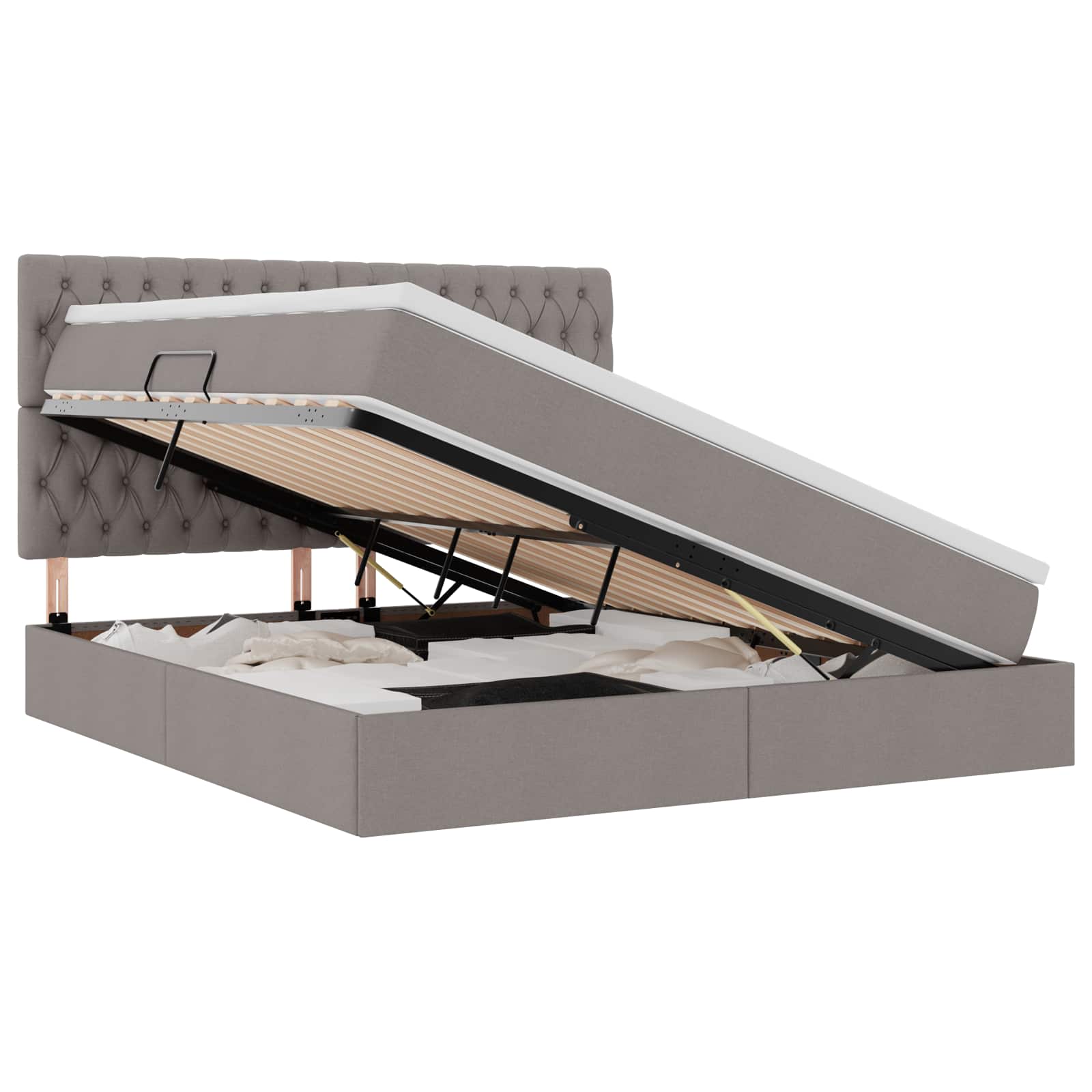 Krevet s prostorom za pohranu s LED-om Sivo-smeđa 180 x 200 cm