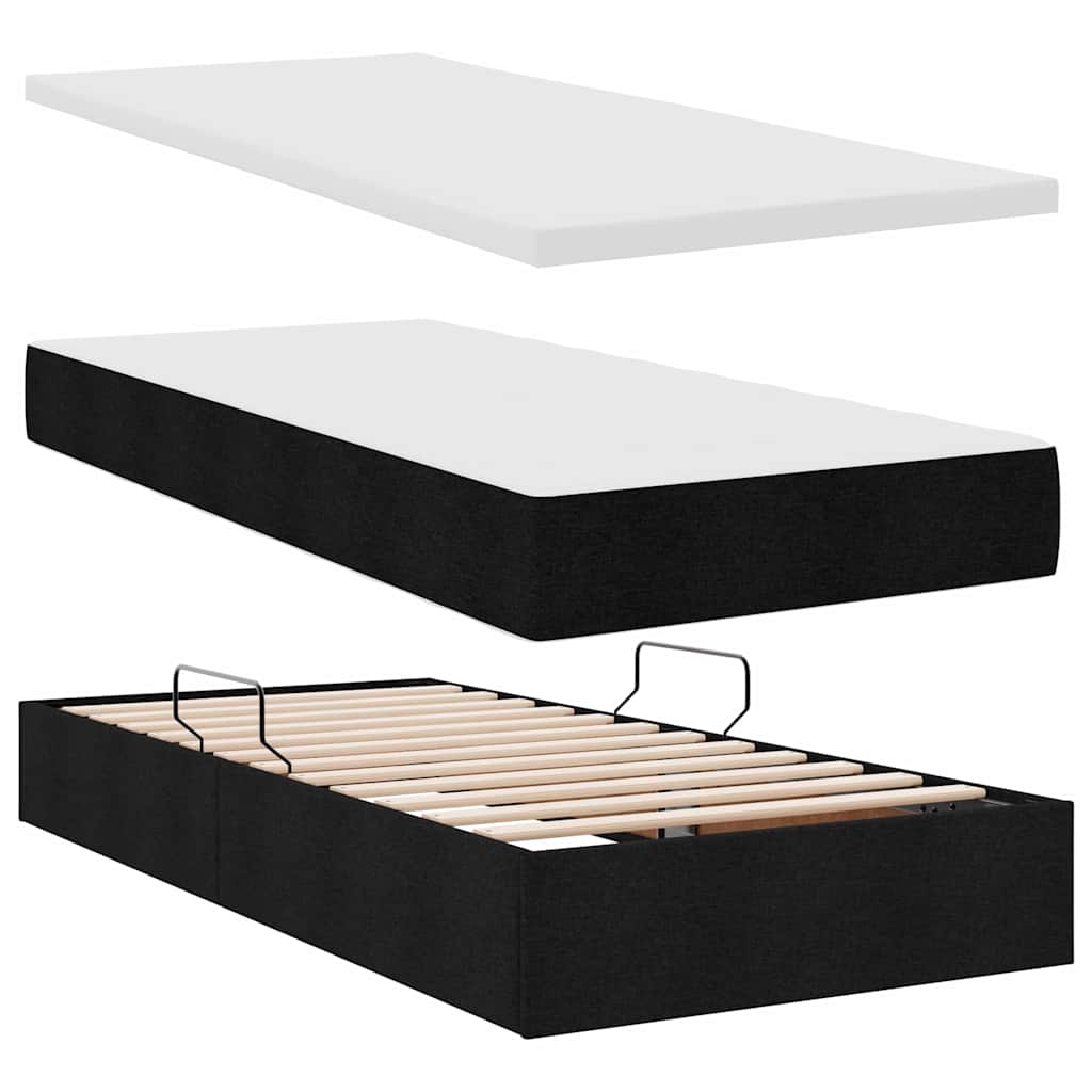 Krevet s prostorom za pohranu s LED-om Crna 90 x 190 cm