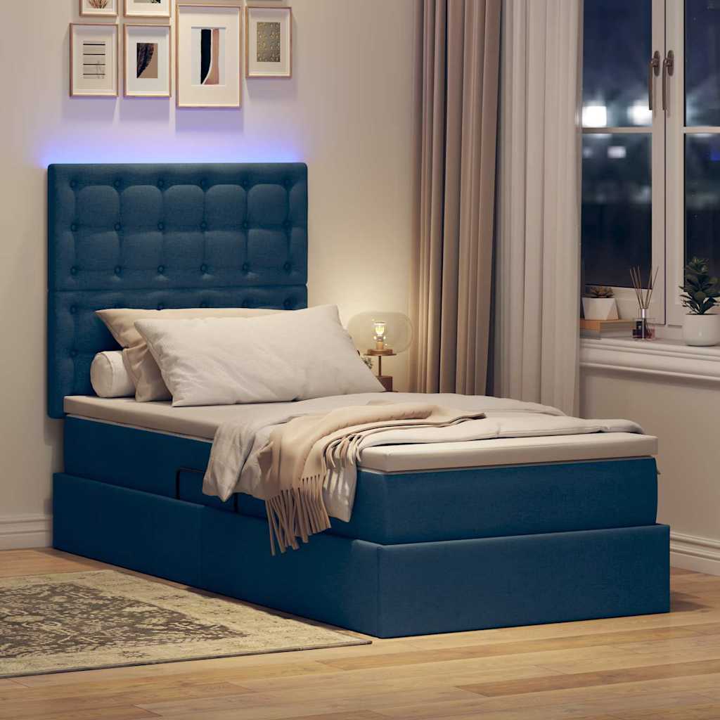 Krevet s prostorom za pohranu s LED-om Plava 90 x 190 cm