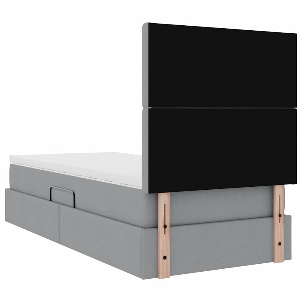 LED krevet za pohranu s madracem Svjetlosiva 90 x 200 cm