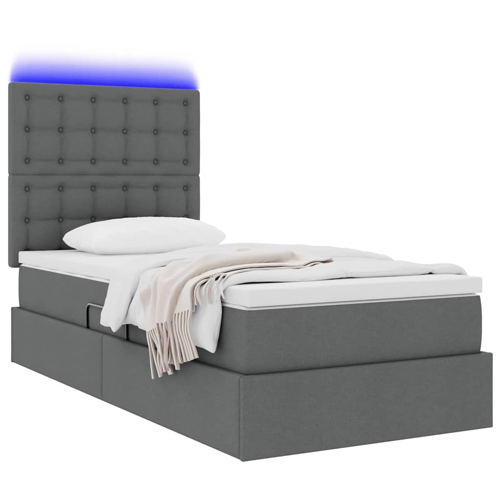 Krevet s prostorom za pohranu s LED-om Tamno siva 90 x 200 cm
